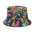 Bob réversible avec imprimé floral de feuilles colorées pour hommes et femmes - M (56-58cm) / Imprimé Feuilles Tropicales Noir (1#)