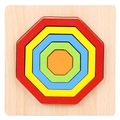 Colorful octagonal wooden puzzle toy with concentric pieces for early childhood education - Shape Puzzle-Octagon (JM几何形状-八边形)