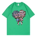 T-shirt homme vert herbe avec motif cœur drapeau USA et imprimé léopard artistique - Vert 317