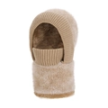 Winter fleece-lined knitted hood mask with neck warmer in warm khaki and beige finish - Khaki