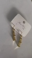 Gold bamboo joint earrings with cubic zirconia stones on a Silver 925 card - Bamboo Shape Gold Hoop Earrings (浅KC金竹节K-292)