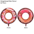 Gingerbread man and reindeer double-sided Christmas donut foil balloon, size 63x70cm - Gingerbread Man Donut / 63x70cm