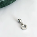 Minimalist DIY silver stainless steel round ball pendant with adjustable slider chain link - Letter Pendant (O) / Silver
