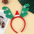 Serre-tête de Noël avec bois de renne à paillettes vertes et mini bonnet de Noël - Cornes de Renne à Paillettes Vertes