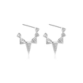 Orecchini in argento 925 con punte geometriche e pavé di zirconi bianchi lucidi - Platino (Pietra Bianca)