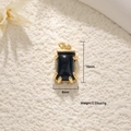 Detail shot of 18K gold plated heart pendant with black gemstone and size measurements - Black Agate Pendant