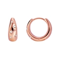 Boucles d'oreilles créoles or rose avec pierres tchèques en design géométrique épais - Or rose