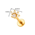 Inwendig schroefdraad gouden berenpoot kraakbeen stud met sprankelende zirkoon - Pootafdruk Stijl (2610-1# Goud)