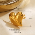 Golden chunky heart-shaped stainless steel open ring with glossy finish on satin - 3D Heart Shaped Style (977)