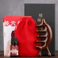 Massagekamm-Set aus Sandelholz mit Rosenöl und eleganter Geschenkbox - Dumbo Geschenkbox Set (Öl/Beutel/Box)