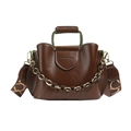 Dark coffee large crossbody bag with wide strap and metallic U-shaped handle - Coffee (Multi Straps)