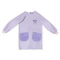 Waterproof purple long-sleeved apron with front pockets and chef hat print graphic - Purple Chef Hat (Long Sleeve) With Hand Wiping