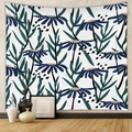 Dettaglio di un arazzo minimalista con motivi floreali di margherite blu e foglie - Gt623-34 / 73x95cm (stile Spazzolato Transfrontaliero)
