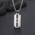 CNC crystal studded blade pendant on stainless steel chain for hip hop jewelry style - Silver Blade Style (KN230661-KFC)