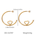 Détail des créoles dorées en forme de cœur de 5,01 cm avec dimensions et poids - 5cm Or Créoles Coeur