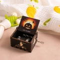 Hand-cranked wooden Halloween music box featuring spooky pumpkins and castle motifs - Halloween Y