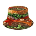3D realistic beef burger print bucket hat with sesame bun and lettuce layers - M (56-58cm) / Beef Burger Pattern