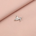 Close-up of a silver fish charm with shimmering crystals on pink fabric texture - 4# Zirconia Inlaid Fish Style