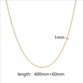 Detail view of 1mm gold-plated stainless steel chain necklace with 40+6cm length specs - Snake Chain (TN3016) / 1mm/400mm+600mm