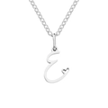 Polished stainless steel letter E pendant necklace with delicate heart cutout design - Letter E (E-Silver) / Steel Color