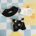 3-teiliges Labubu Puppenoutfit mit schwarzem Lederhut, weißem T-Shirt und schwarzer Lederhose - Passend für 17cm Puppe / Schwarzes Kunstleder-Taschen-Set mit Umschlag (Dreiteilig)