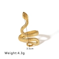 18k gold plated stainless steel snake ring with textured scale details, 3.5cm height - NB-R2023001/Snake Scale / Gold
