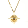 Collana Stella Polare in acciaio inossidabile placcata oro 18K con cristalli di zircone - Oro