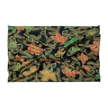 Bohemian wide elastic headband featuring black batik print with gold and red patterns - Black Gold Red Green Floral Bow (10777)