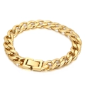 Chunky gold-plated cuban link chain bracelet with a polished square clasp closure - Gold Bracelet