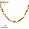Collier maille cubaine en acier inoxydable 304 plaqué or 18 carats, 5mm par 40cm - Largeur 5MM - Longueur 40CM - Couleur Or (SN712G)