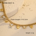 Detalle de pulsera de corazones dorados con dimensiones 17+5,5cm e info NMSB-E657-4 - Corazón Circonita Blanca