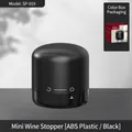 Tapón de vino mini en ABS negro mate con iconos de bloqueo y caja de presentación - ABS / Silicona de Grado Alimenticio / Tapón de Vino / Cierre Giratorio / Para Botellas de 18-19mm