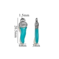Blue enamel crown pendant in stainless steel, 20.5mm height charm for DIY jewelry - Silver-Sky Blue