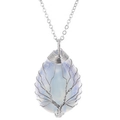 Opal tree of life teardrop pendant necklace with silver wire wrapped crystal stone - Opalite Silver