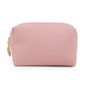 Beauty case rosa in pelle PU Saffiano impermeabile con doppie cerniere dorate eleganti - Piccolo / Rosa Pesca
