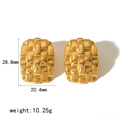 Franse retro 18K vergulde roestvrijstalen oorknopjes met een geweven textuur - Goud (TE6498-G)