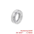 Close-up of VZ389 silver bead with geometric texture measuring 3mm by 10mm - Smooth Geometric Pattern (VZ389) / 3*10mm / White Gold