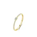 Minimalistischer S925 Sterlingsilber Ring in Goldoptik mit quadratischem Zirkonia - US-Größe 5 / Gold