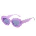 Occhiali da sole viola alla moda con montatura a petalo ondulato e lenti grigie - Montatura Viola Lenti Grigie
