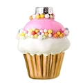 Decorazione natalizia a cupcake rosa con granella colorata e base dorata lucida regalo - Cupcake