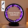 Natural deep purple amethyst crystal round table lamp with USB powered black ring base - Deep Amethyst (black Frame Three Colors) / Brown Kraft Paper Box Packaging (17*10.5*20.5cm)