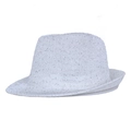 Cappello fedora bianco con paillettes per donna ideale per spettacoli e feste di moda - M (56-58cm) / Bianco