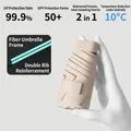 Compact nude pink folding umbrella with UPF 50+ protection and durable fiber frame - 2-in-1 Reinforced Ribs Without Case / Sycamore Beige