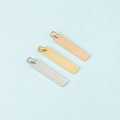 Polished rectangular stainless steel pendants in silver, gold, and rose gold finishes - 7x32mm (MP010) / Steel