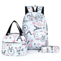 Three-piece student schoolbag set with Paris Eiffel Tower prints in white polyester - Paris Theme Cartoon (17)