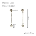 Silver stainless steel 18k gold plated tassel heart earrings with diamonds 4cm long - Steel Color Heart Style (821)