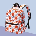 13-inch children's backpack with white basketball print and ergonomic straps - White Orange Basketball