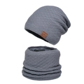 Set invernale berretto e scaldacollo in maglia grigia con fodera in pile termico - Grigio