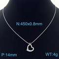 Collar con colgante de corazón hueco plateado y cadena de serpiente de 45 cm de titanio - Corazón Hueco Color Acero (KN236524-HR)