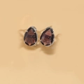 Elegant silver earrings featuring dark purple teardrop crystal stones in a four-claw setting - Coffee (Silver)